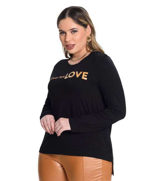 Blusao Molecoton de Viscose Secret Glam Preto