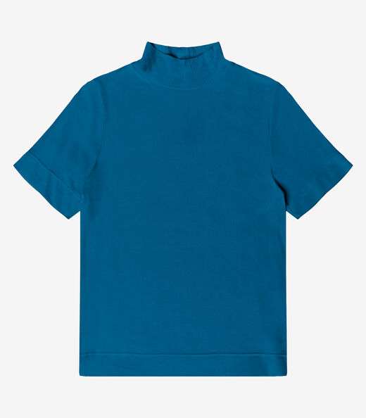 Blusa Feminina Gola Alta ViscoTrico Básica Endless Azul