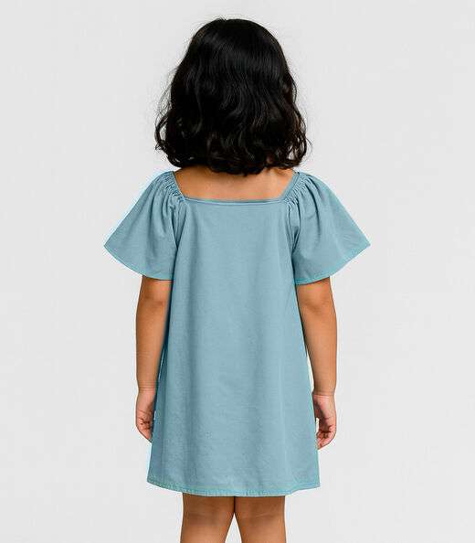 Vestido Infantil em Viscose Infinita Cor Azul