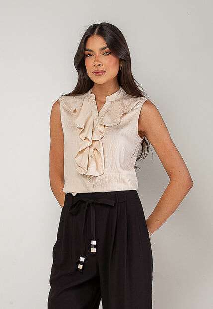 Regata Alfaiataria Com Babados Marfim Salvatore