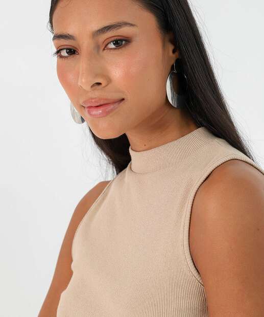 Blusa Regata Feminina Canelada Halter Neck Marisa