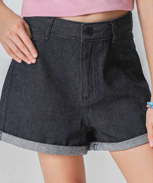 Short Juvenil Jeans Marisa Tam 10 a 16 Preto