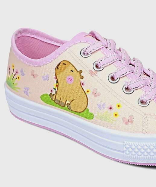 Tênis Infantil Casual Estampa Capivara Rosa