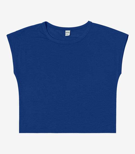 Blusa Básica Feminina Viscotorcion Rovitex Azul