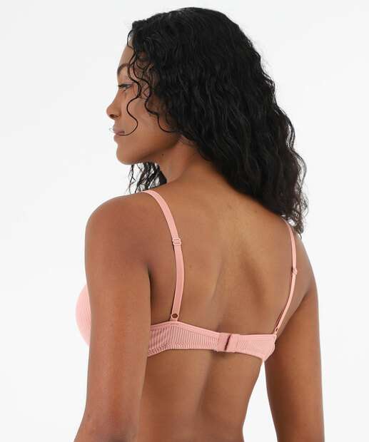 Sutiã Com Base E Com Bojo Canelado Renda Marisa Rosa