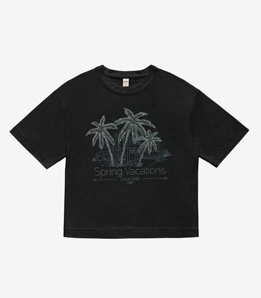 Blusa Feminina Over com Estampa e Glitter Preto