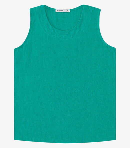 Regata Feminina Em Tecido Linho Endless Verde