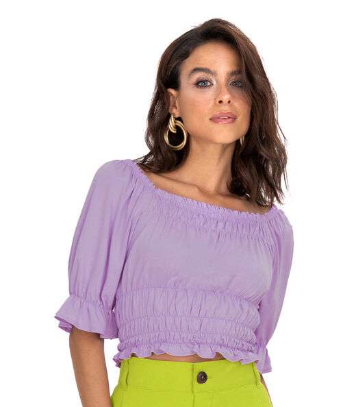 Blusa Com Elástico Feminina Viscotorcion Endless Roxo