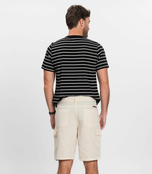 Bermuda Masculina Sarja Com Bolsos Cargo  Shift Bege