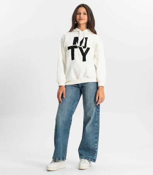 Moletom Juvenil Feminino Com Capuz Minty Bege