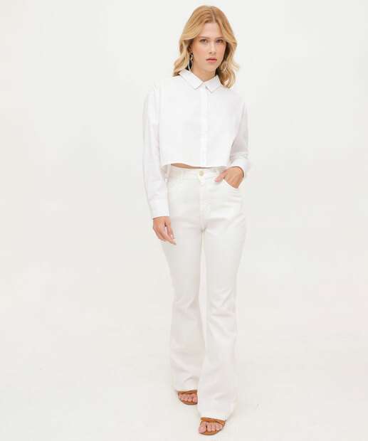 Calça Flare Feminina Cotelê Cintura Alta