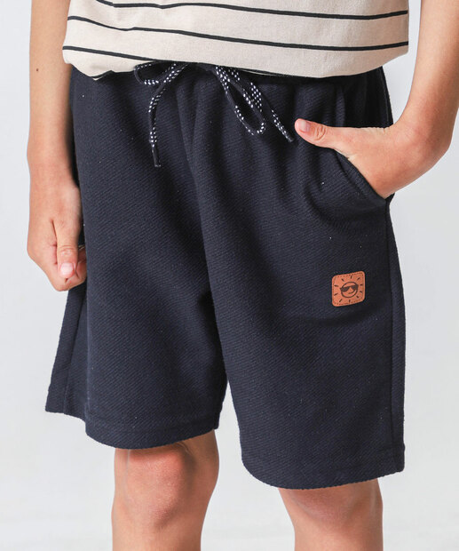 Bermuda Infantil Moletinho Textura Marisa Tam 4 a 10 Preto