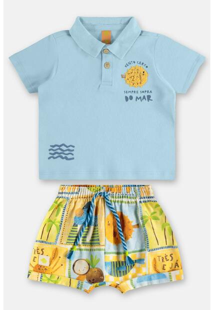 Conjunto Bebê com Polo e Short Três e Já