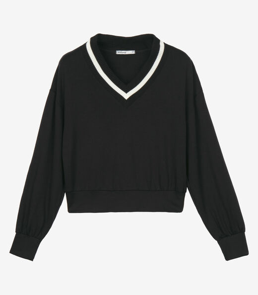 Blusão Feminino Decote V Molecotton Endless Preto