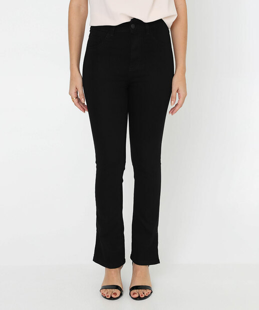 Calça Feminina Reta Cintura Alta Sawary Preto