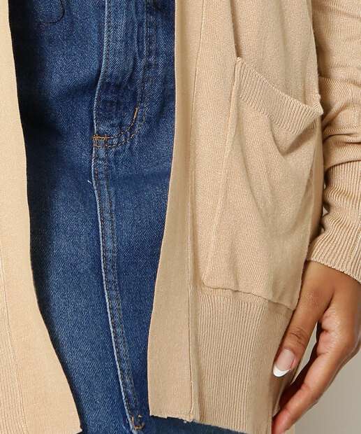 Cardigan Feminino Bolsos Alongado Marisa