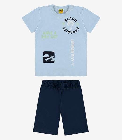 Conjunto Infantil Camiseta com Bermuda Rovi Kids Azul