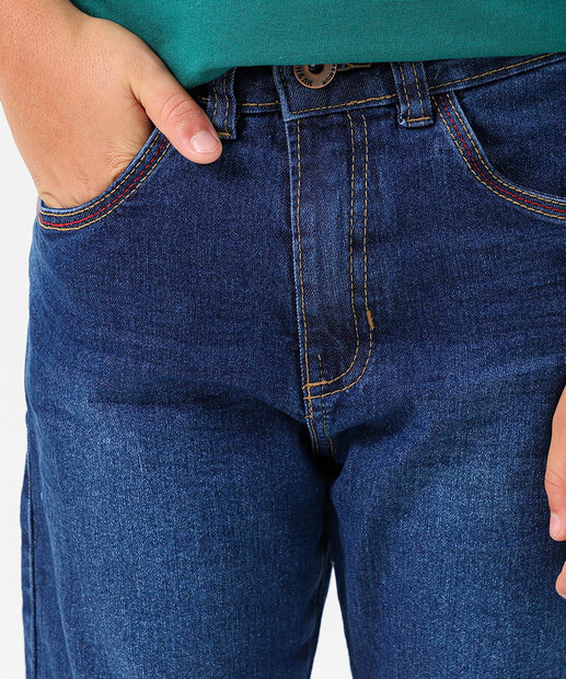 Calça Juvenil Jeans Skinny Bolsos Tam 10 a 16 Azul