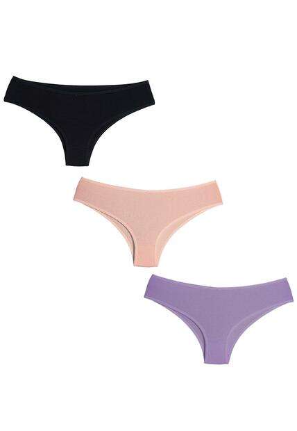 Kit 3 Calcinhas Sonho Plus Size Algodão Concept Lingerie Multicolorido