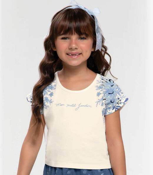 Conjunto Infantil Blusa Com Saia Jeans Trick Nick Bege
