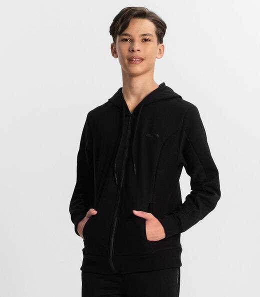 Jaqueta Juvenil Masculina Em Moletom Minty Preto