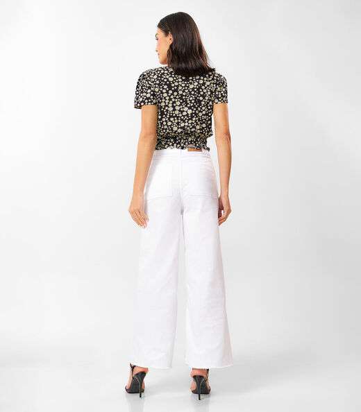 Calça Cropped Feminina Sarja Endless Branco