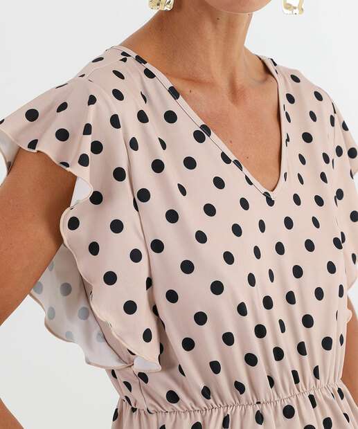 Blusa Feminina Estampa Poá Marisa Bege