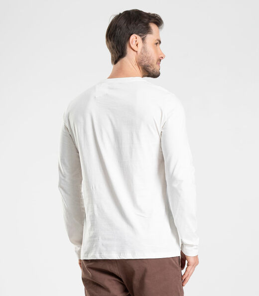 Camiseta Manga Longa Com Estampa Diametro Bege