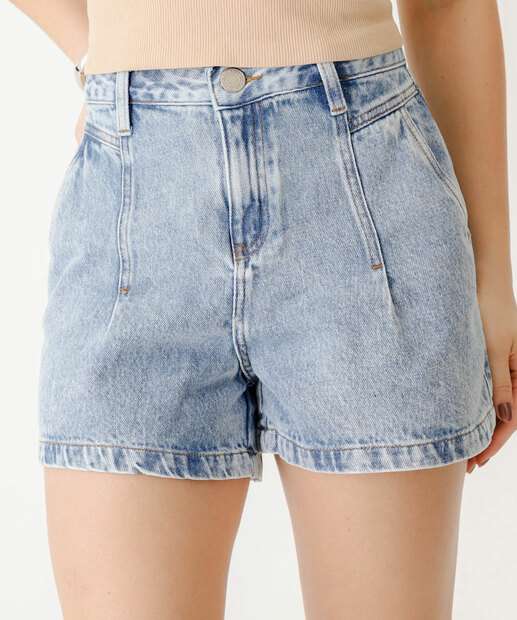 Short Jeans Feminino Bolsos Marisa Azul