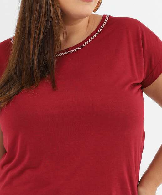 Blusa Plus Size Feminina Manga Curta Marisa Vinho