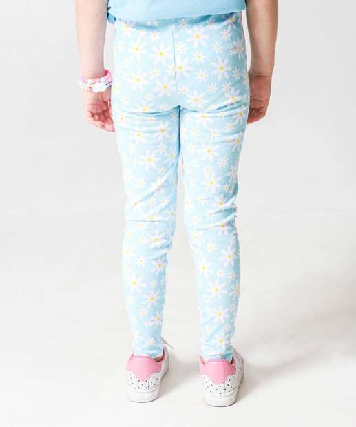 Calça Infantil Legging Flores Marisa Tam 4 a 10 Azul