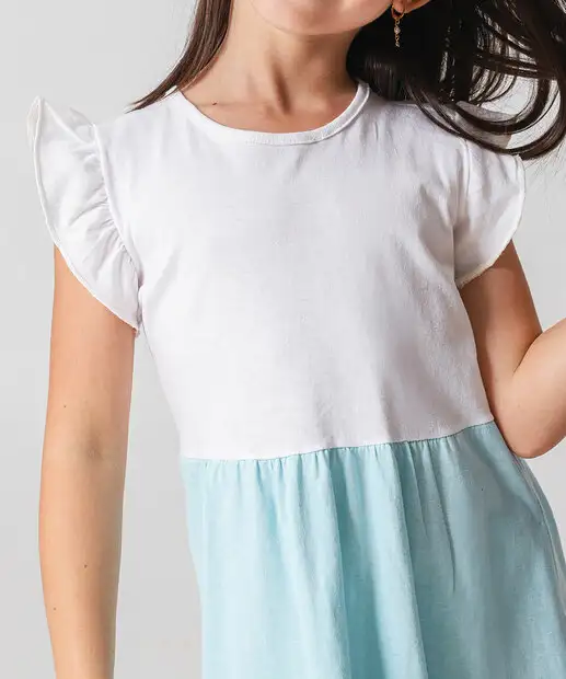 Vestido Infantil Recorte Babado Marisa Tam 4 a 10 Azul