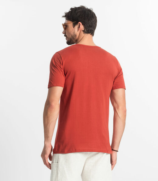 Camiseta Masculina Básica Meia Malha Diametro Vermelho
