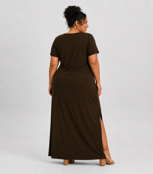 Vestido Feminino Midi Plus Size Infinita Cor Marrom