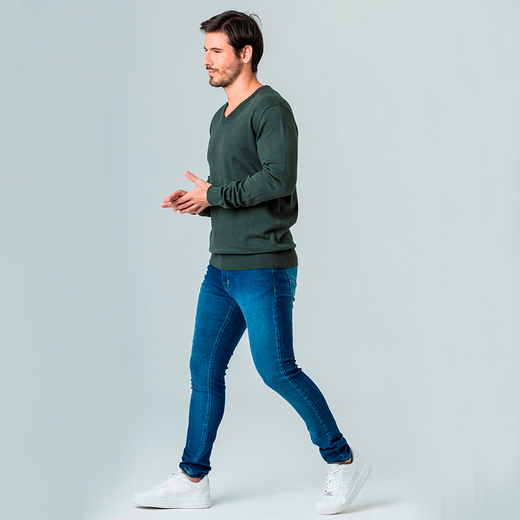 Suéter Pulôver de Tricot Gola em V Rock e Soda