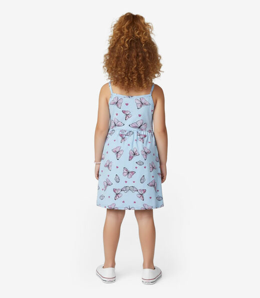 Vestido Infantil Estampado de Alcinha Biju Kids Azul
