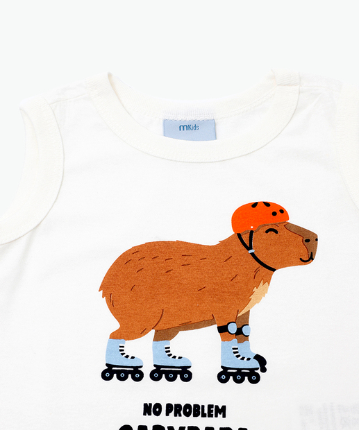 Conjunto Infantil Capivara Marisa Tam 1 a 3 Off White