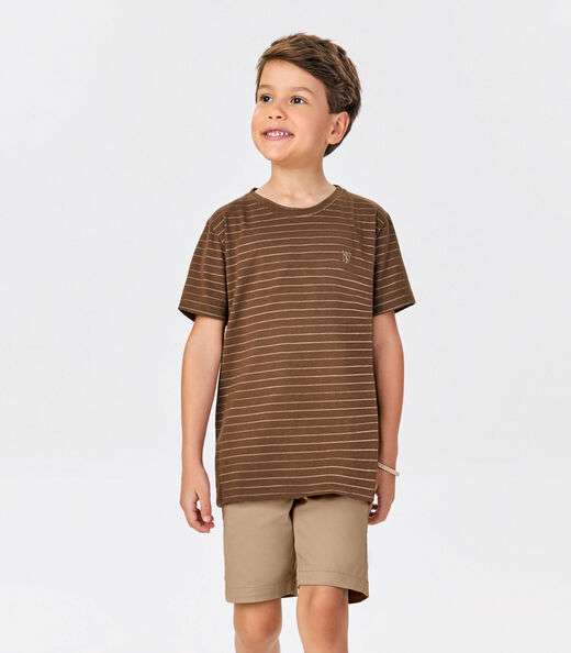 Conjunto Infantil Camiseta Com Bermuda Trick Nick Marrom