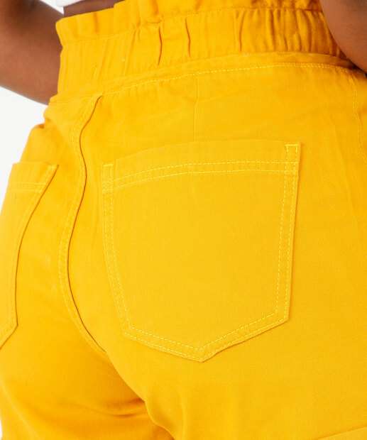 Short Cintura Alta Feminino Sarja Bolsos Marisa