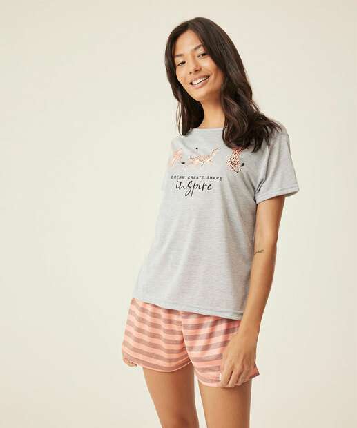 Pijama Feminino Estmpa Onça Marisa