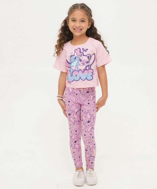 Camiseta Infantil Strass Angel E Stitch Disney Tam 4 a 10