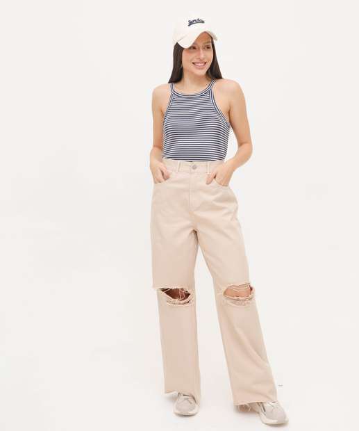 Image_Calça Wide Leg Feminina Sarja Destroyed Marisa