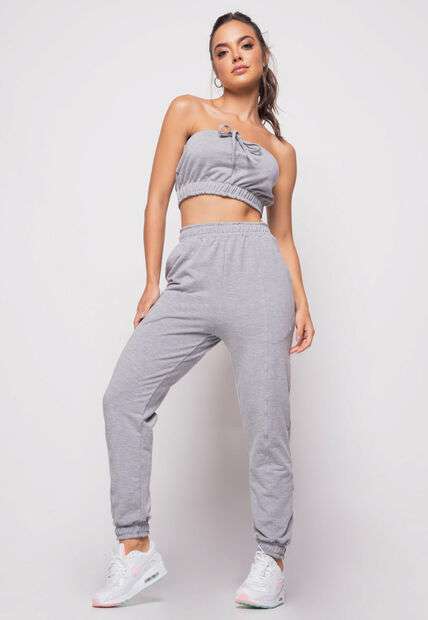 Cropped  Tomara Que Caia Malha Comfort Mescla