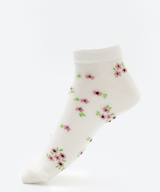 Kit 3 Pares Meias Cano Curto Feminina Estampada Marisa 