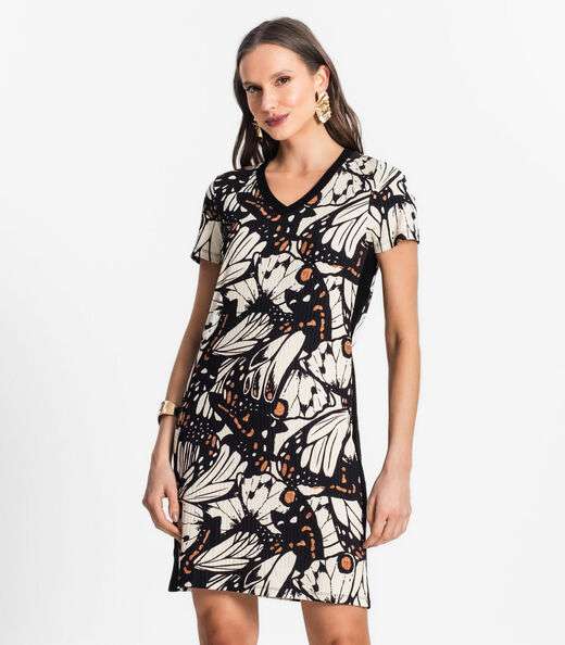Vestido Feminino Estampado Select Preto