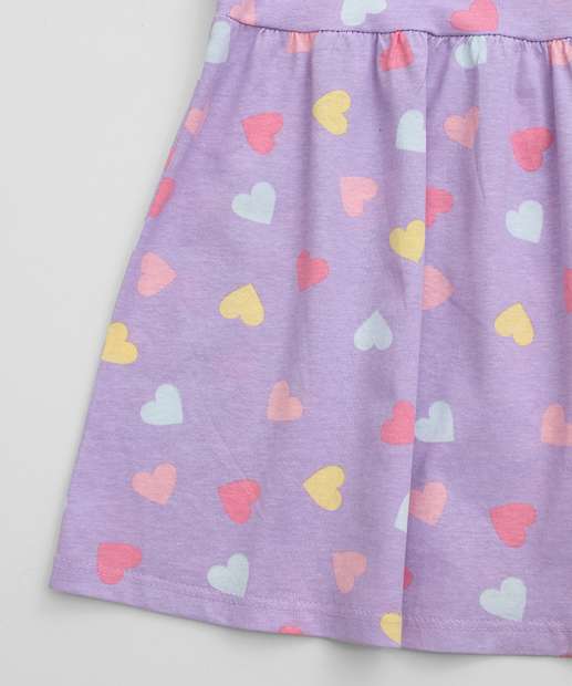 Vestido Infantil Estampa Corações Marisa Tam 1 a 3
