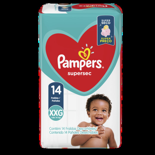 Image_Kit 4 Fraldas Pampers Super Sec Com 14 Unidades cada Xxg
