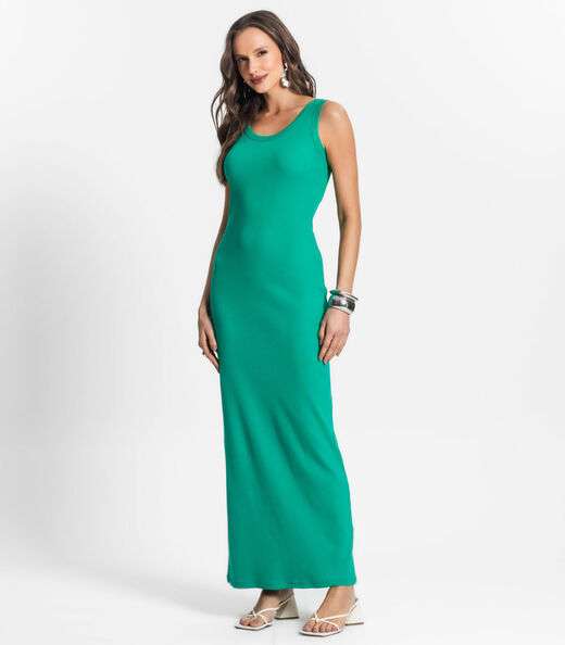 Vestido Midi De Ribana Feminino Endless Verde