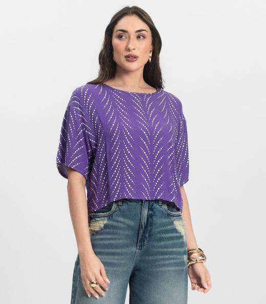 Blusa Feminina Estampada Infinita Cor Lilás