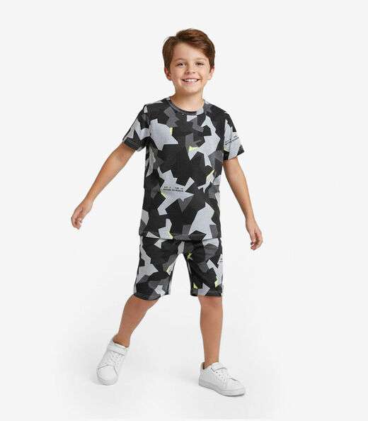 Pijama Infantil Camiseta e Bermuda Select Cinza